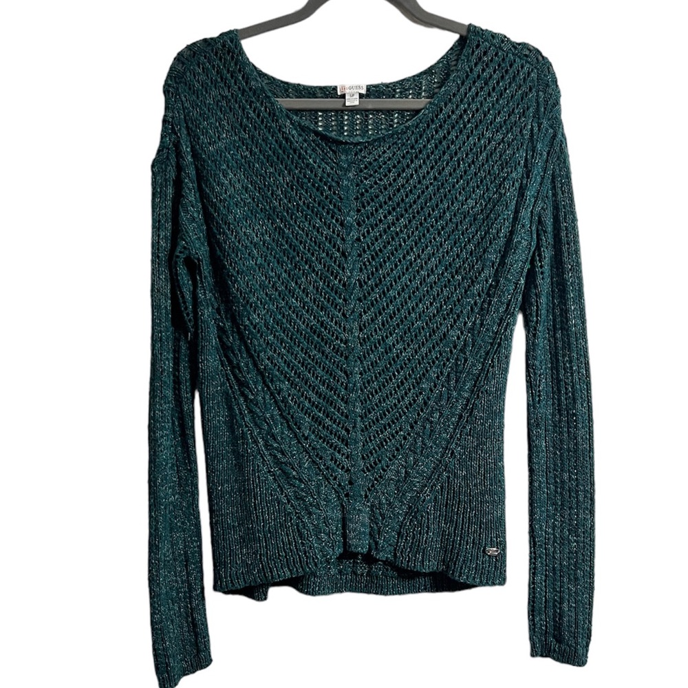 SALE 🥳 Guess Emerald Green Open-Knit Sweater